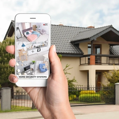 Charleston vivint phone display of cctv live feed in front of a house
